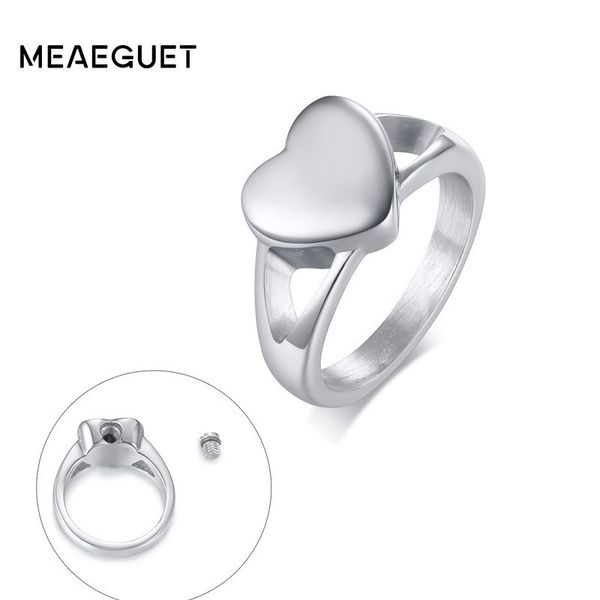 

women rings pet ashes memorial heart shaped urn stainless steel korea fashion anillos mujer gifts, Golden;silver
