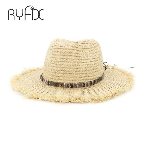 

wide brim hats summer lafite hand-crocheted straw hat tasseled fisherman's ha78, Blue;gray
