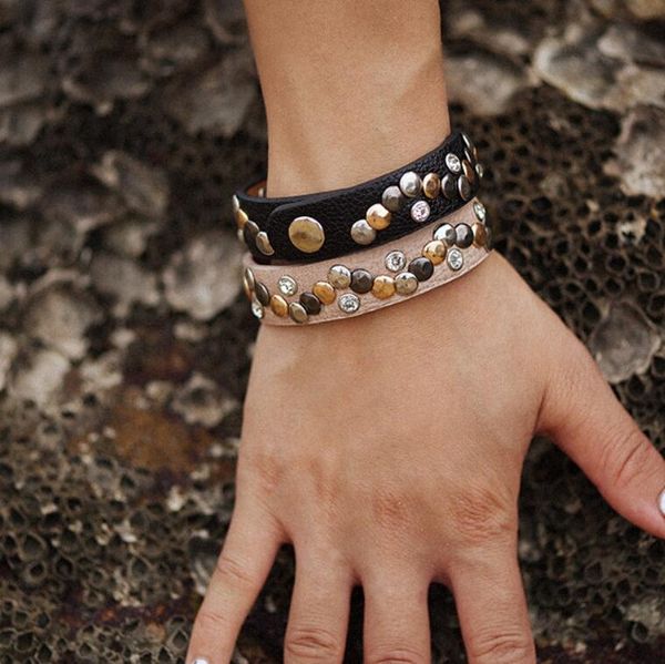 

jewelry punk pu leather bracelets paillette bracelets for women street rock fashion of shipping, Black