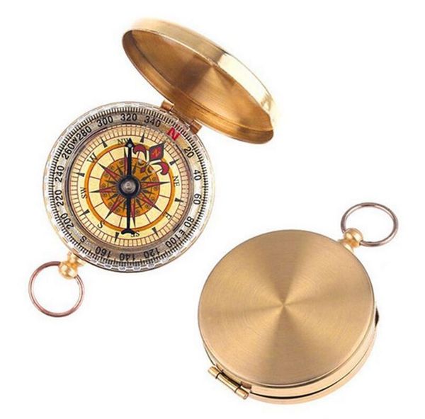 

portable brass pocket compass sports camping hiking portable brass pocket fluorescence compass navigation camping tools mma1696