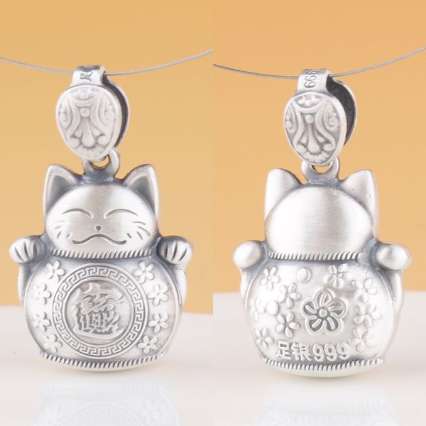 

foot silver s999 jewelry thai silver three-dimensional cat sweater chain sweater pendant lucky treasure cute lucky pendant slagd