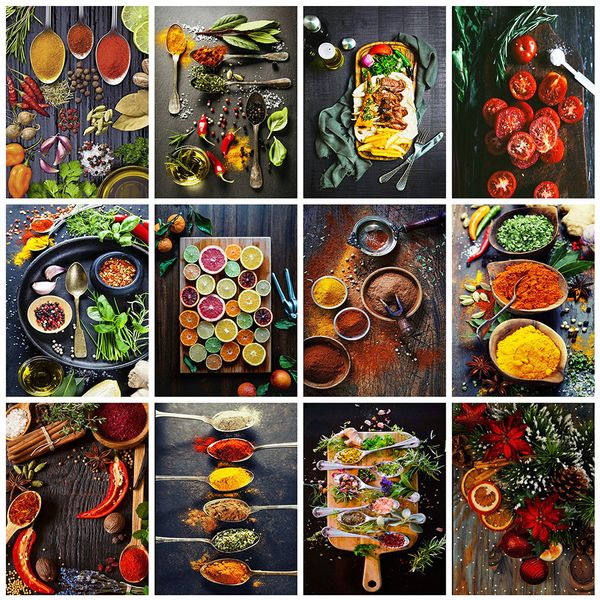 

evershine 5d diamond painting kitchen cross stitch full square diamond embroidery seasoning rhinestone pictures home decoration