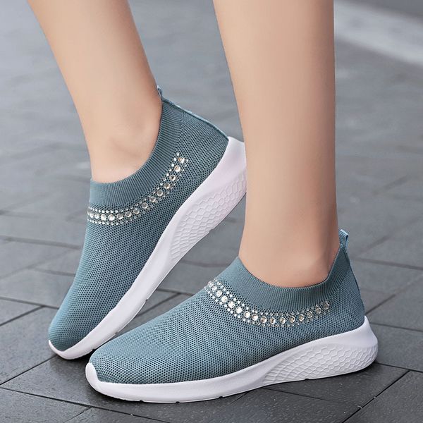 

women's crystal platform sports shoes women slip on summer student's sneakers female soft bottom breathable footwear for women, Black