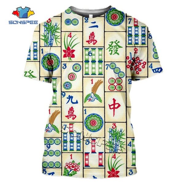

chinese mahjong summer men 3d print shirts plus size oversized horror men clothing