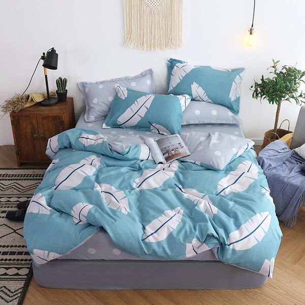 

wensd 47 wholesa simple plaid-sky blue pink hello kity 3/4pc bedding set king comforter set duvet cover bed linen bedspread
