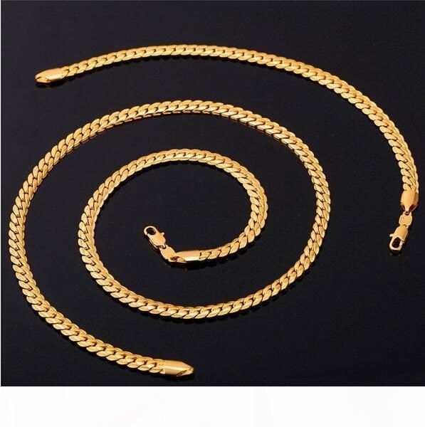 

new trendy 18k stamp necklace set men jewelry wholesale 18k real gold plated chain necklace bracelet african jewelry sets s374, Black