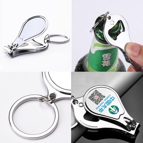 Multi Função Logotipo Personalizado 3 em 1 Abridor de Garrafas Clipper Keychain Publicidade Presente Criativo Aço Inoxidável