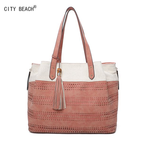 

city beach fashion hollow shoulder bag canvas stitching bag large capacity multi-layer mummy portable diagonal female