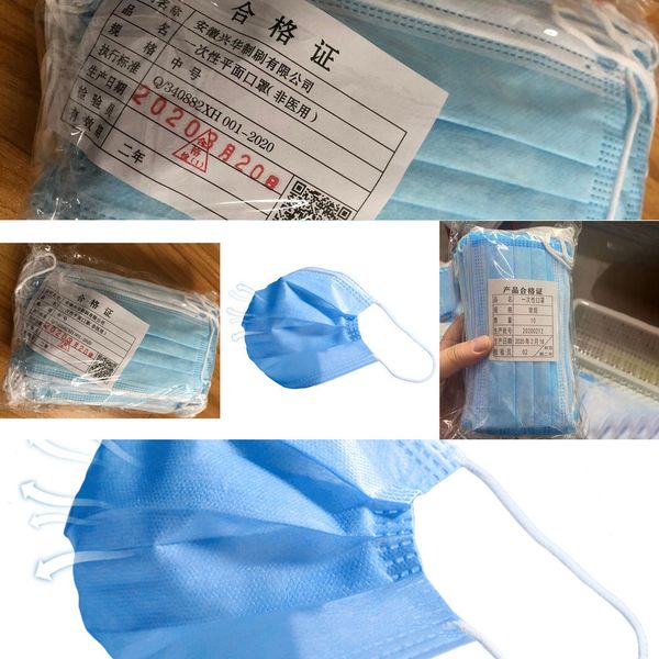 

disposable face mouth mask ear-loop layer masks cover 3-ply non-woven disposable dust mask