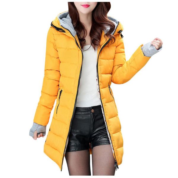 

women's wool & blends winter parkas coat women fashion outerwear long sleeve cotton-padded jackets pocket hooded coats manteau femme 20, Black