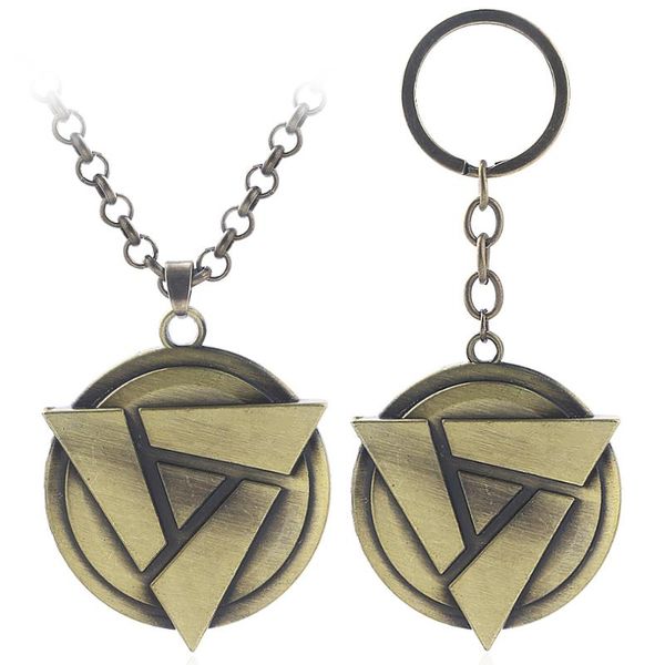 

game dota 2 keychains artifact keyrings triangle marker retro bronze pendant fashion keychain jewelry for fans souvenir, Silver