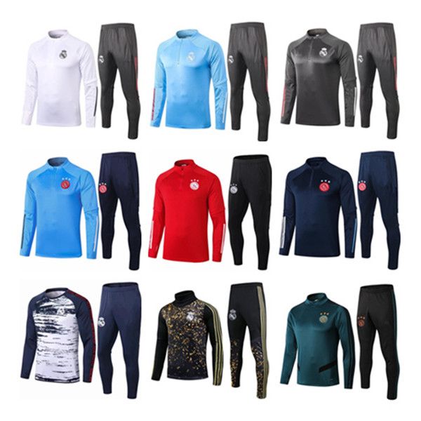 

2020 2021 new real madrid tracksuit ajax training men 20 21 van de beek de ligt tadic football soccer tracksuit football training suit, Black