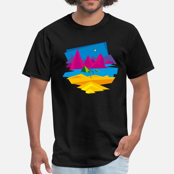

pink mountains t shirt men printing 100% cotton plus size 3xl kawaii loose basic spring autumn pattern shirt