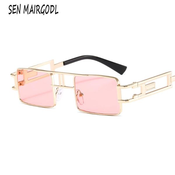 

vintage gothic steampunk sunglasses men designer sun glasses women square fashion pink lens glasses uv400 oculos, White;black