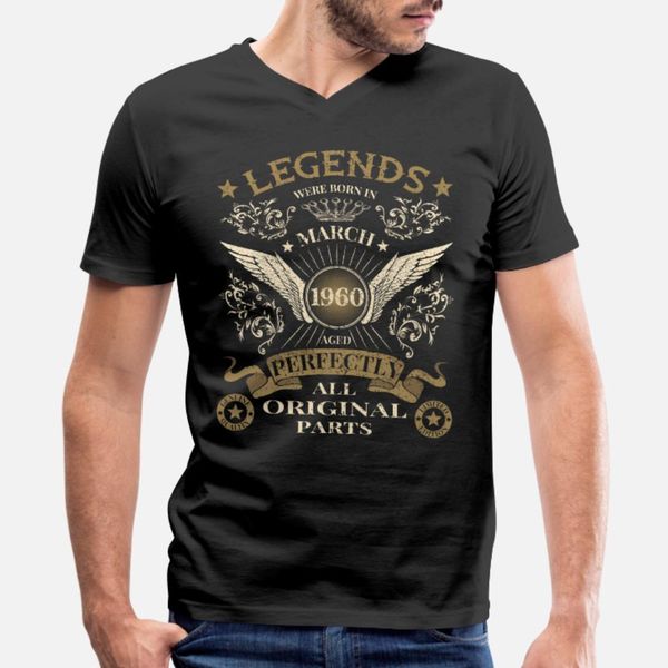 

60th birthday legends were born in march1960 t shirt men design tee shirt size s-3xl letters fit casual spring novelty shirt, White;black