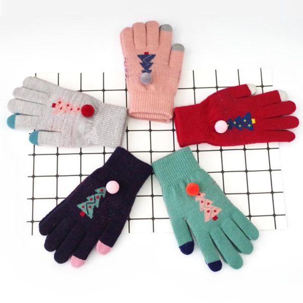 

five fingers gloves winter warm women knitted cashmere mittens girls stretch gift mitten guantes eldiven handschoenen 40fe21, Blue;gray