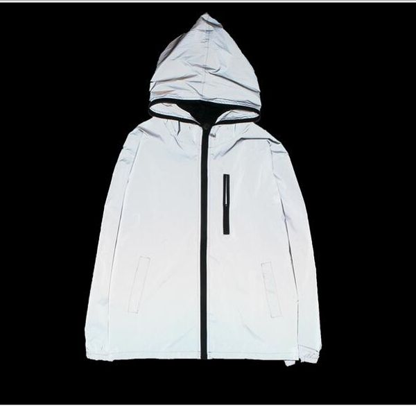 

spring/autumn men windbreaker 3m reflective jacket casual hip hop jackets and coats without any logos manteau, Black;brown