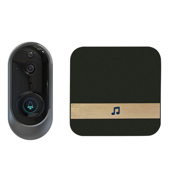 

720p smart wifi doorbell visual camera video intercom security 166 degree pir motion detection with dingdong receiver(eu plug