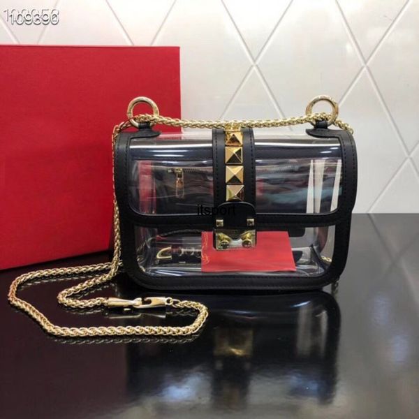 

selling designer handbag shoulder bag for female with rivets purses ladies shoulder bags clear