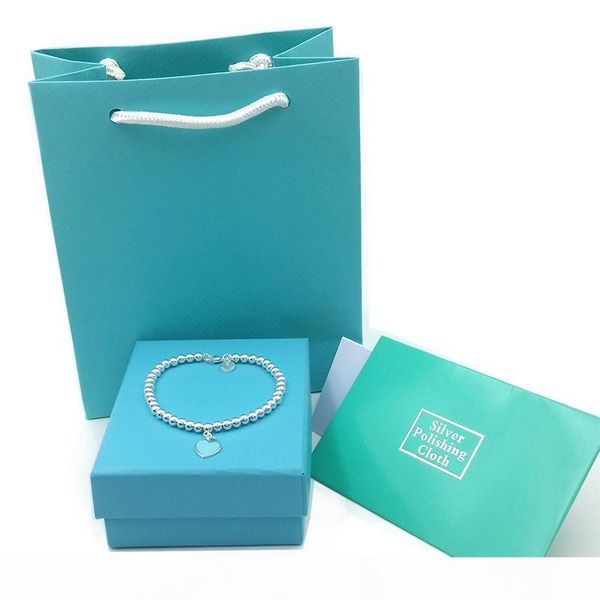 

women luxury bracelets 925 sterling silver blue enamel heart pendant buddha bracelet women's ornament wedding jewelry gift bag boxes, Black