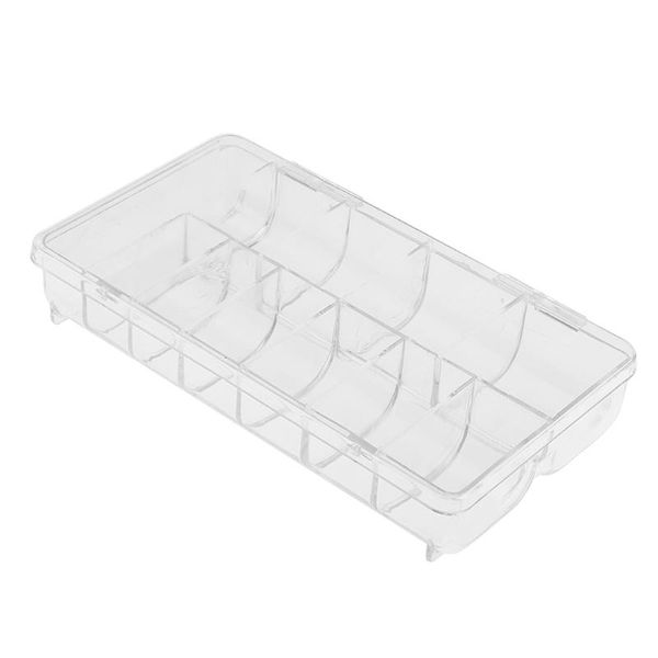 

clear empty 10 compartments false nail art tips cell storage box container case nail art beads stickers gems
