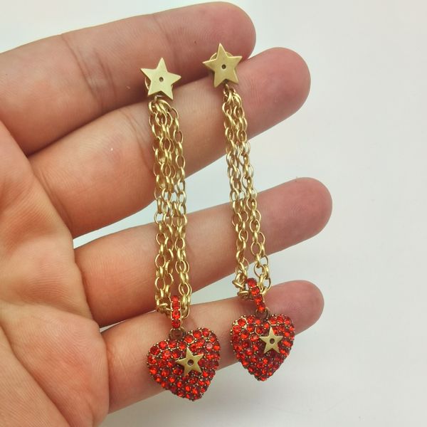 

d family tassel long-strip earrings wheat ear letters dijia full diamond internet celebrity love earrings earrings, Golden