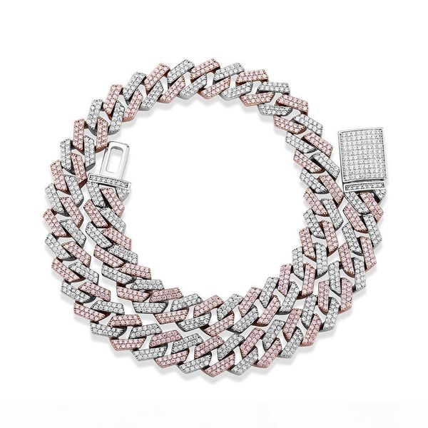 

хип-хоп ювелирных 14mm белый позолоченные iced out кубинский link cz зубец кубинский link цепи ожерелье алмазный кубинский цепи, Silver