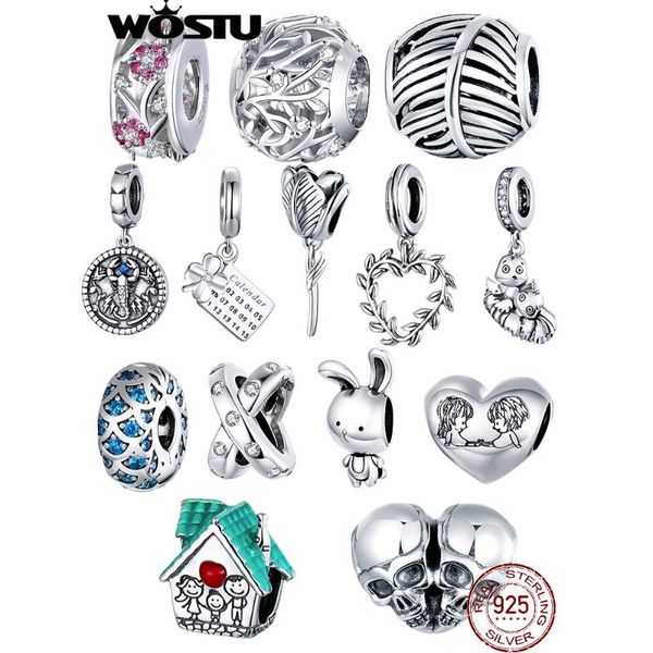 

other wostu original 925 sterling silver charm beads love flower panda pendant charms fit bracelets women diy jewelry