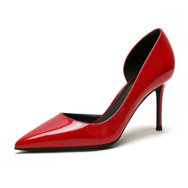 

2020 spring two-piece thin high heels shoes woman white pointed toe pumps office lady career elegant solid pumps m0044, Black