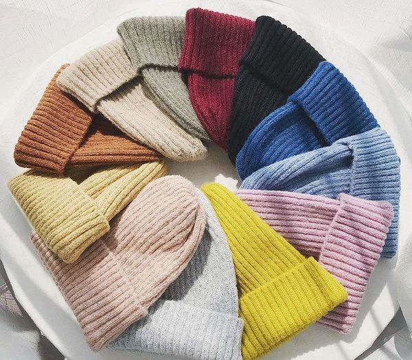 

2020 Knitted Winter Warm Hat 2020 New Wool Knit Thick Hats Unisex F Solid Costume Accessory Fashion Casual Joker Cap Women Men Gifts