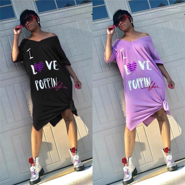

dresses ladies deep v neck dress casual holidays solid asymmetrical dresses female letter printed, Black;gray