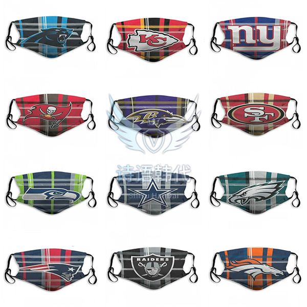 

fashion luxury designer face masks rugby team cowboys seahawks texans patriots vikings chiefs raiders reusable outdoor cycling dust masks