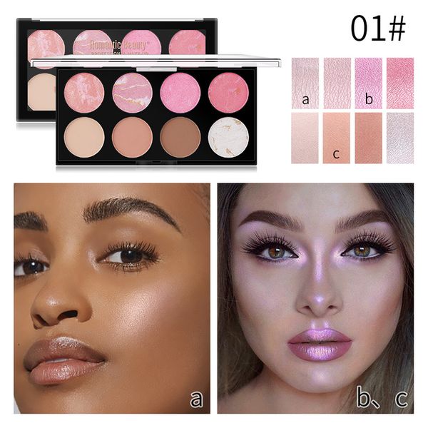 

8 color highlighte & contour matte shimmer highlight powder palette facial bronzers palette face contour makeup palette