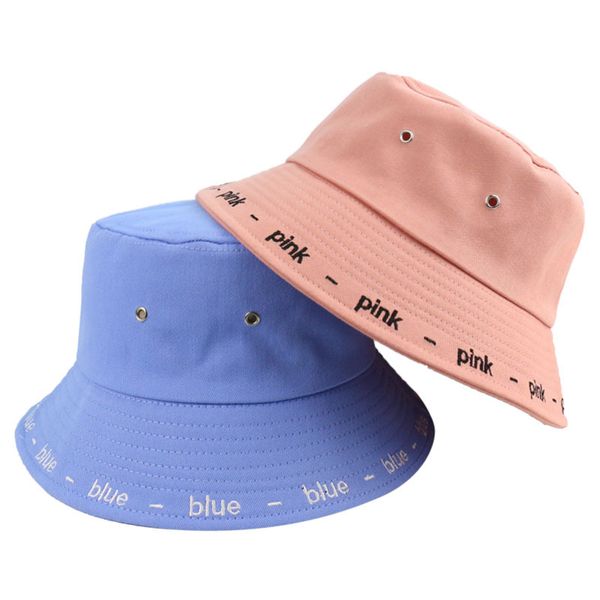 

lady summer hipster folding student fisherman leisure basin hat letter embroidered sunshade hat girl casual sunbonnet visor caps, Blue;gray