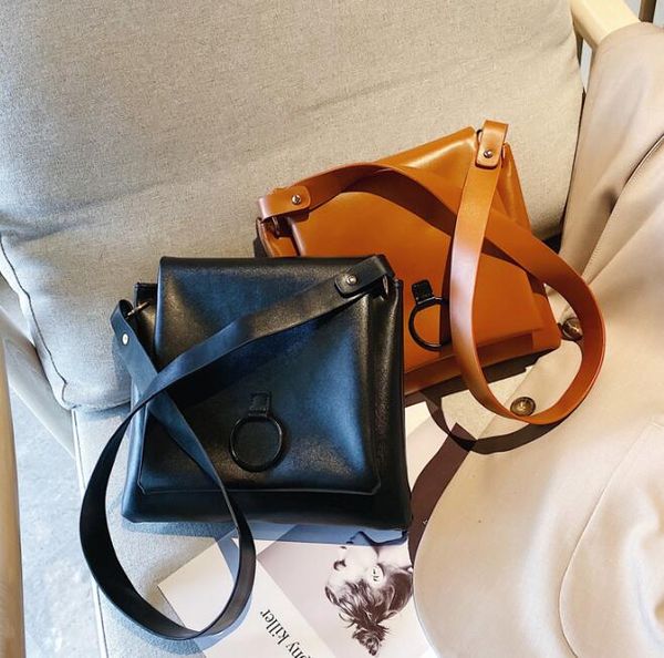 

dhl30pcs messenger bag women pu plain flap flap cover large capacity shoulder bag mix color