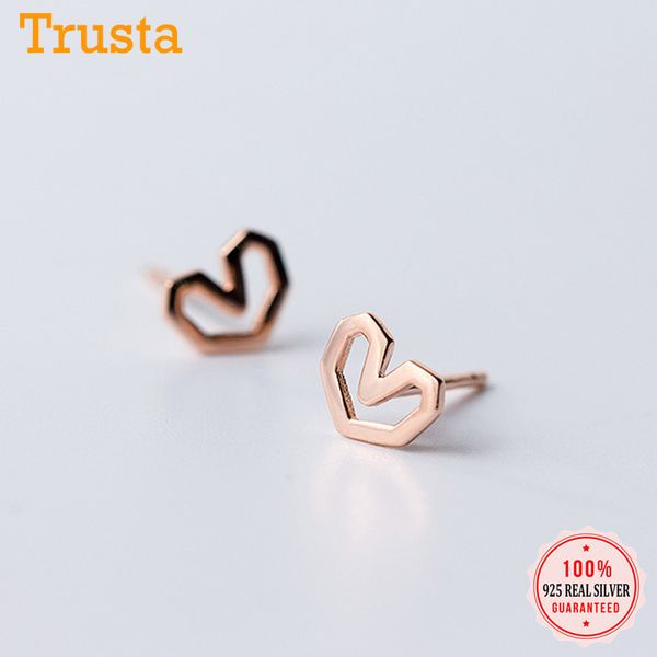 

trustdavis аутентичные стерлингового серебра 925 cute крошка hollow nice стержня сердца серьги для женщин свадебные украшения подарков ds194, Golden;silver