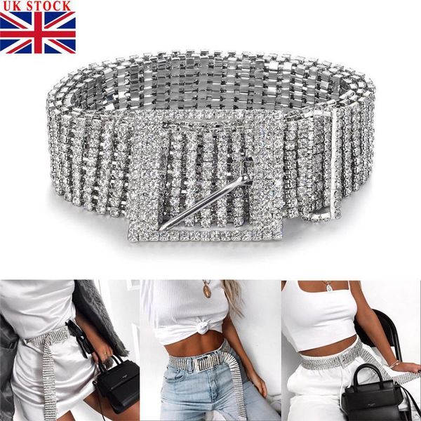 

female silver full rhinestone diamante ladies waist charm diamond alloy belt fashion accessory casual  for adults, Black;brown