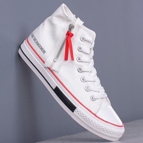 

дышащие cowboy boots mens side zipper цельнолитные обувь весна / осень круглый toe холст обувь мода высокие кроссовки сапоги, Black