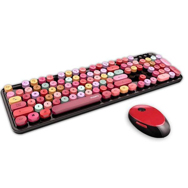 

cgjxs50pcs creative 2 .4g wireless keyboard mouse set game multicolor keyboard for deskcomputer notebook tablet pc tv office supplies