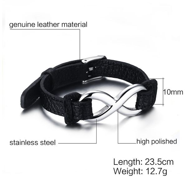

ruiyi arrival fashion jewelry for women birthday gift sell steel color lover 10mm simple non allergic leather bracelet, Black