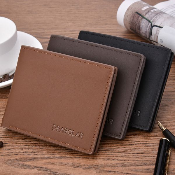 

new men's wallet fashion smooth soft leather cross-section multi-function wallet tide short men's wallet quality assurance, Silver