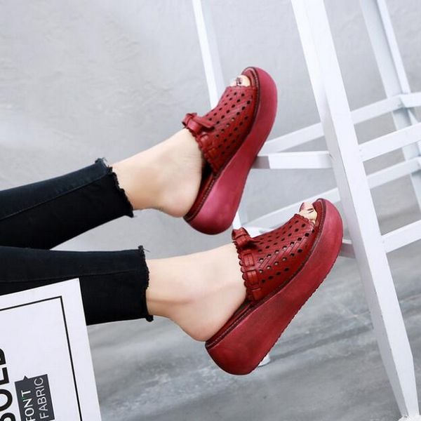 

slippers women sandals 2021 summer genuine leather slipper high heel shoes, Black