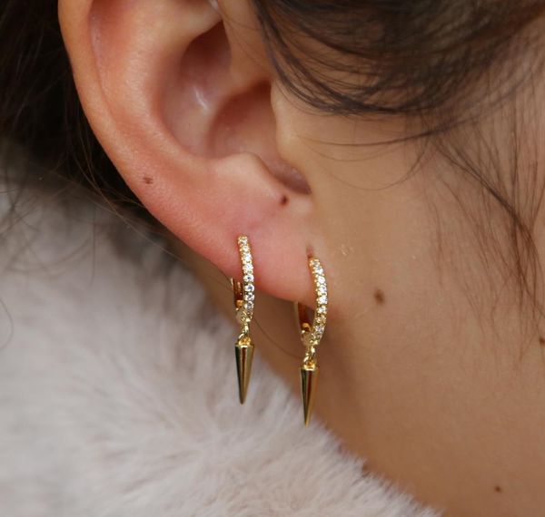 

2020 korean style gold filled dangle cone stud earrings for girls women simple cute studs jewelry pave tiny punk boys01, Golden;silver