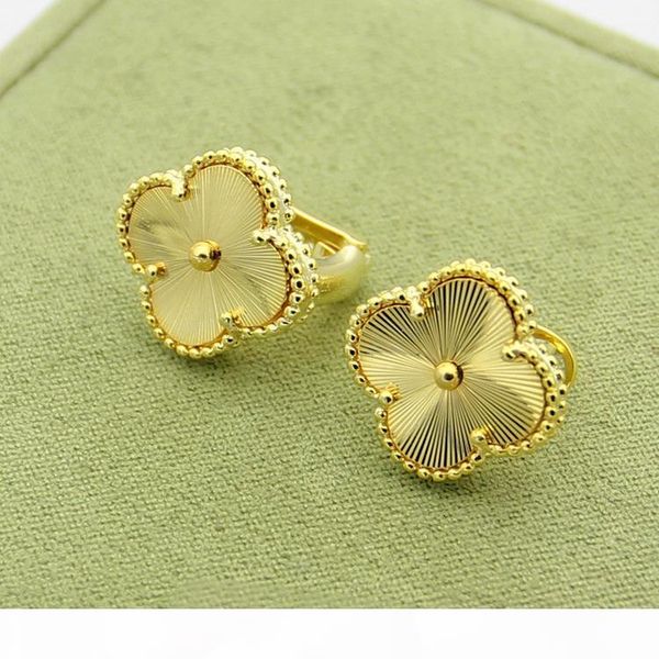 

new style luxury designer jewelry women earrings clover stud high version silver 18k gold textures 1.3cm four leaf flower stud earrings, Golden;silver