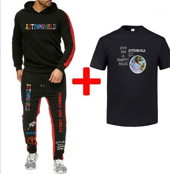 

summer suits travis scott pants astroworld tracksuits mens hoodies pants tshirts 3pcs suits spring, Gray