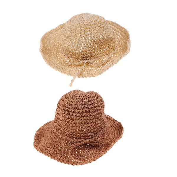 

2xgirls straw sun hat children wide brim floppy summer beach caps, Blue;gray