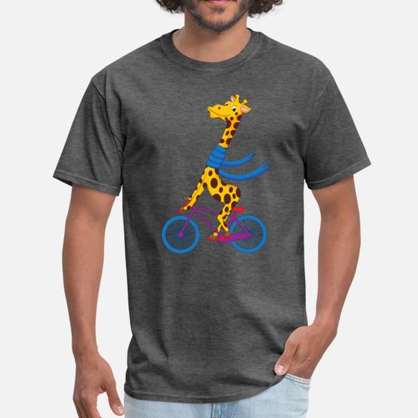

giraffe with bicycle t shirt men knitted 100% cotton round neck pattern sunlight authentic spring autumn kawaii shirt