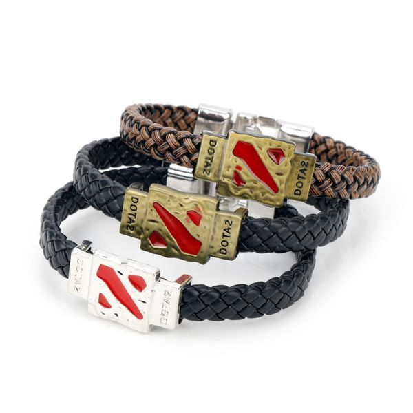 

game jewelry dota 2 bracelet leather dota2 logo keepsake bracelets bangles jewelry accessories, Black