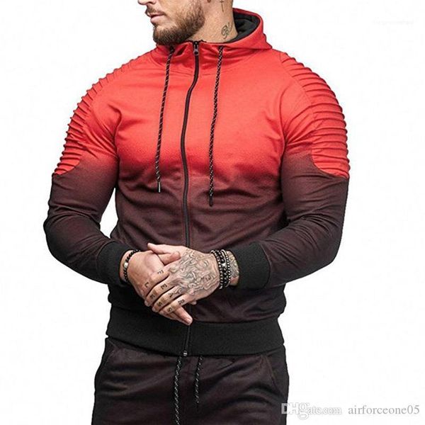 

male hoodie for sale mens fashion spring hiphop tracksuits casual sports striped folds 3d printing gradient, Black