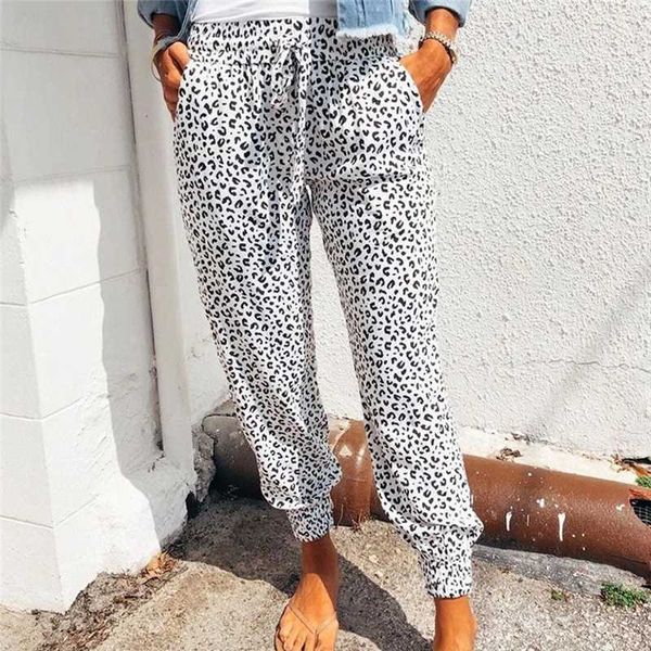 

women's pants & capris fashion printed elegant drawstring high waist trousers ladies casual loose women streetwear 2021, Black;white
